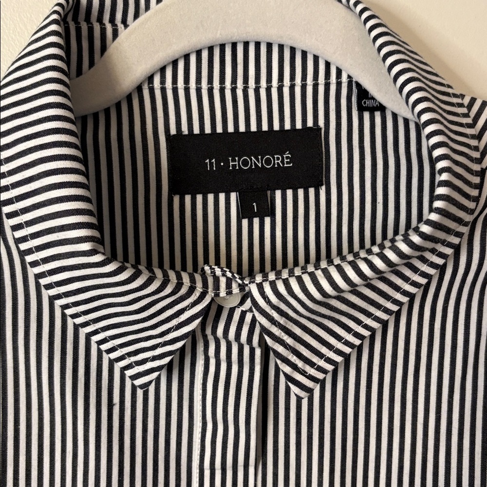 11 Honore size 1 (1X/14-16) Maeve Oversize Striped Button Down Shirt - Picture 3 of 10
